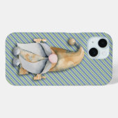 Kerstgenote op blauwe strepen Case-Mate iPhone case (Achterkant (horizontaal))