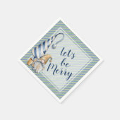 Kerstgenote op Blauwe Stripes Holiday Party Servet (Hoek)