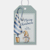 Kerstgenote op Blue Stripes Holiday Hartelijk dank Cadeaulabel (Voorkant)