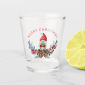 Kerstgenote op Wreath Shot Glas (Voorkant)