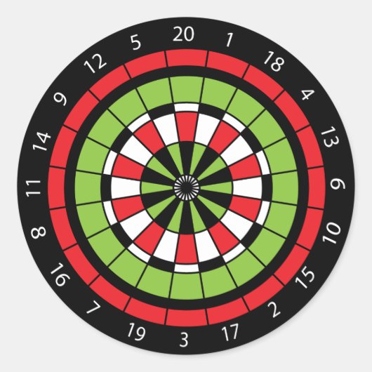 kerstgenummerd dartboard ronde sticker (Voorkant)