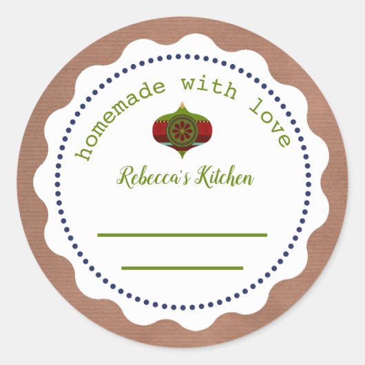 kerstgepersonaliseerd conserven | Homemade Ronde Sticker (Voorkant)