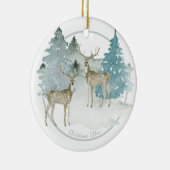 Kerstgepersonaliseerd Woodland Winter Deer Keramisch Ornament (Rechts)