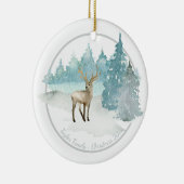 Kerstgepersonaliseerd Woodland Winter Deer Keramisch Ornament (Rechts)