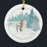Kerstgepersonaliseerd Woodland Winter Deer Keramisch Ornament<br><div class="desc">Kerst Gepersonaliseerd Woodland Winter Deer Ceramic Ornament uit Ricaso - voeg uw eigen tekst toe aan dit vakantieornament</div>