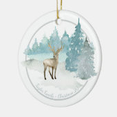 Kerstgepersonaliseerd Woodland Winter Deer Keramisch Ornament (Links)