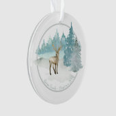 Kerstgepersonaliseerd Woodland Winter Deer Ornament (voorkant)