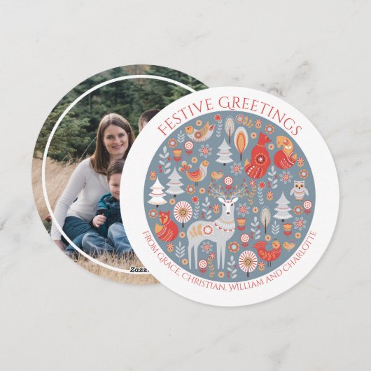 Kerstgepersonaliseerde Scandinavische noordse boss Feestdagenkaart (Voorkant / Achterkant)