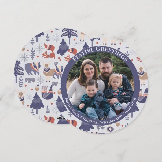 Kerstgepersonaliseerde Scandinavische noordse boss Feestdagenkaart (Voorkant / Achterkant)