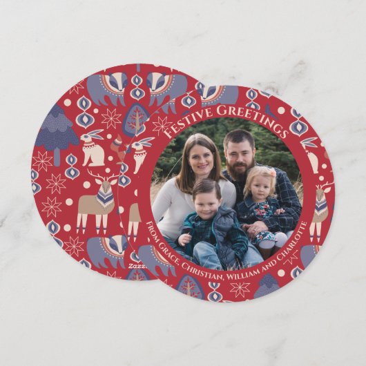 Kerstgepersonaliseerde Scandinavische noordse boss Feestdagenkaart (Voorkant / Achterkant)