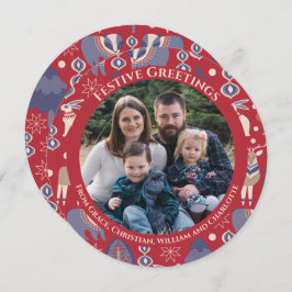 Kerstgepersonaliseerde Scandinavische noordse boss Feestdagenkaart