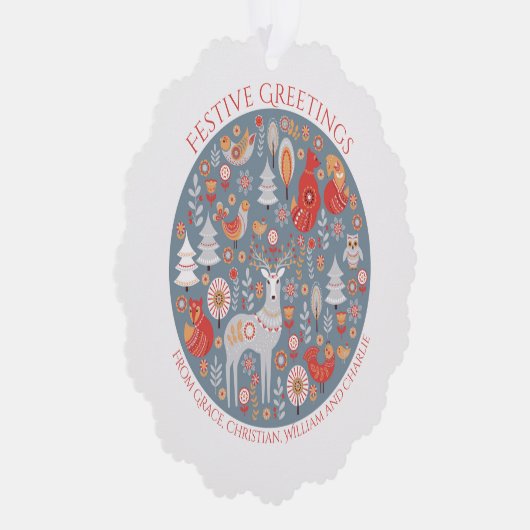 Kerstgepersonaliseerde Scandinavische noordse boss Ornament Kaart (Rechts)