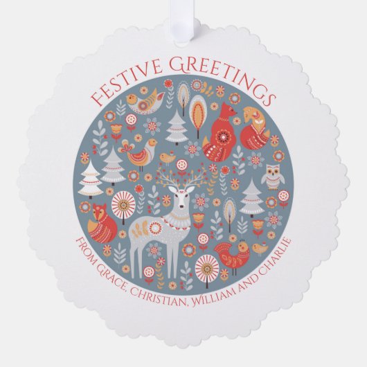 Kerstgepersonaliseerde Scandinavische noordse boss Ornament Kaart (Voorkant)