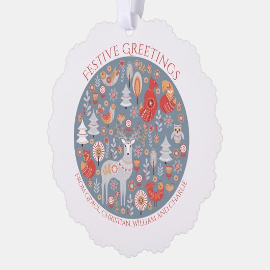 Kerstgepersonaliseerde Scandinavische noordse boss Ornament Kaart (Links)