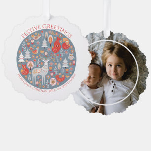 Kerstgepersonaliseerde Scandinavische noordse boss Ornament Kaart