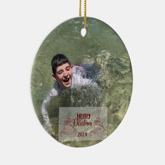 kerstgepersonaliseerde typografie keramisch ornament (Rechts)