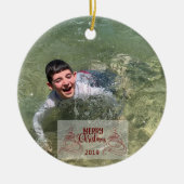 kerstgepersonaliseerde typografie keramisch ornament (Voorkant)