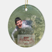 kerstgepersonaliseerde typografie keramisch ornament (Links)