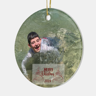 kerstgepersonaliseerde typografie keramisch ornament