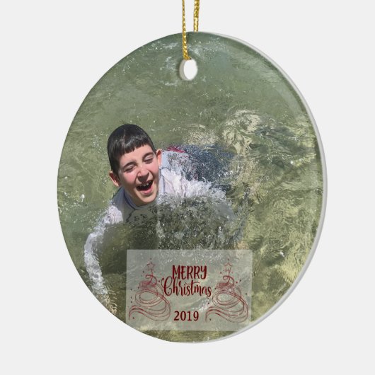 kerstgepersonaliseerde typografie keramisch ornament (Links)