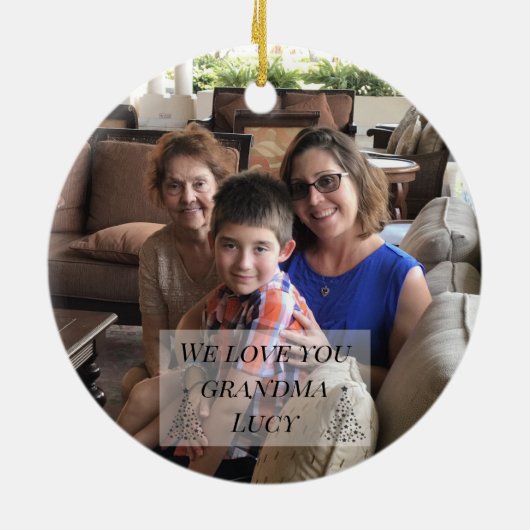 kerstgepersonaliseerde typografie keramisch ornament (Achterkant)