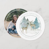 Kerstgepersonaliseerde Winter Woodland Deer Feestdagenkaart (Voorkant / Achterkant)