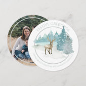 Kerstgepersonaliseerde Winter Woodland Deer Feestdagenkaart (Voorkant / Achterkant)