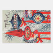 kerstgerechten met leuke papieren retro  inpakpapier vel (Voorkant 3)