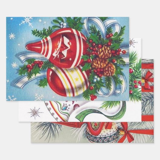 kerstgerechten met leuke papieren retro  inpakpapier vel (Set)