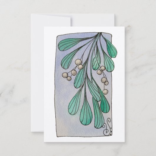 kerstgerei en Mistletoe Kisses platte kaart (Voorkant)