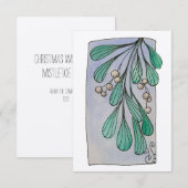 kerstgerei en Mistletoe Kisses platte kaart (Voorkant / Achterkant)