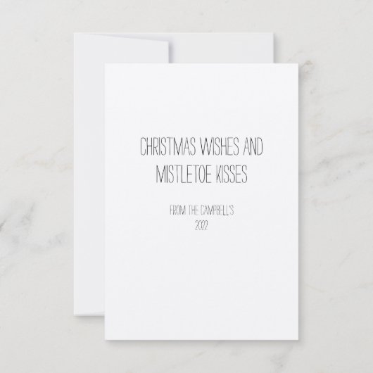 kerstgerei en Mistletoe Kisses platte kaart (Achterkant)