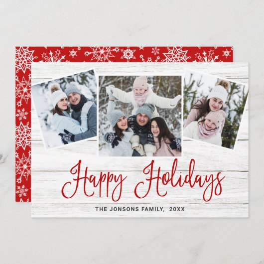 kerstgerei met 3 fotografie feestdagenkaart (Voorkant / Achterkant)