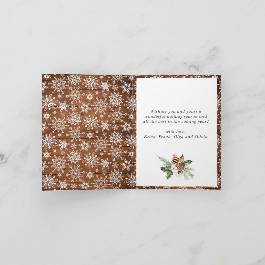 kerstgerei met hout met 5 foto's feestdagen kaart (Binnen)