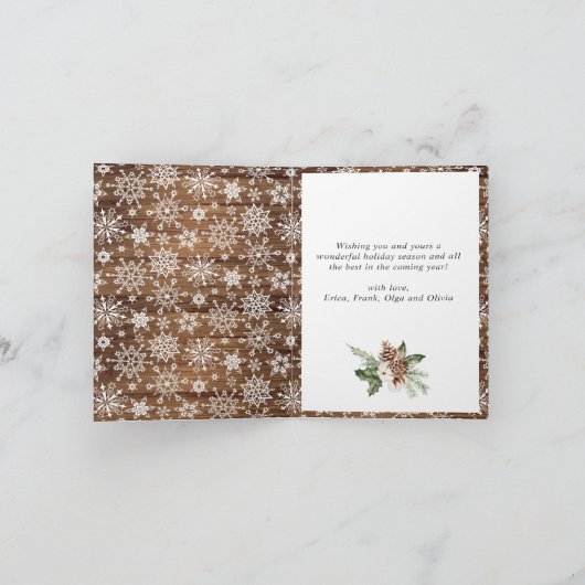 kerstgerei met hout met 5 foto's feestdagen kaart (Binnen)