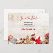 Kerstgerei: Wooden Board Opslaan datum Uitnodiging Briefkaart (Voorkant / Achterkant)