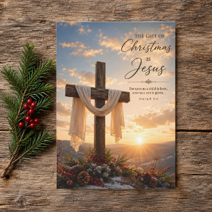 Kerstgeschenk is Jezus Kruis Christelijk Feestdagenkaart