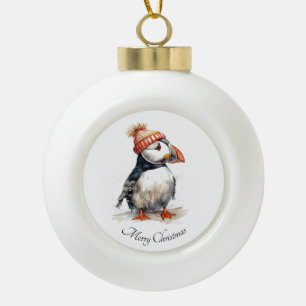 Kerstgeschenk met vrolijke papegaaiduiker keramische bal ornament
