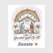 Kerstgeschenk van Jezus, het allergrootste Kerstmi Sticker (Vel)