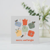 Kerstgeschenkdoos vrolijk en helder feestdagenkaart (Staand voorkant)