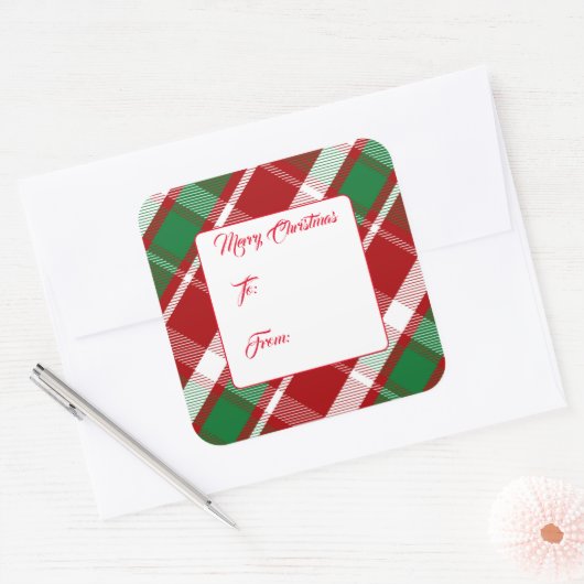 Kerstgeschenketiketterstickers Vierkante Sticker (Envelop)