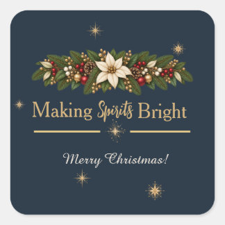Kerstgeschenkstickers die de sfeer erin brengen vierkante sticker