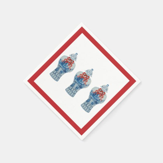 Kerstgeschilderd blauw en witte gember jar servet (Hoek)