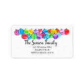 Kerstgeschilderd waterverf-adreslabel etiket (Voorkant)