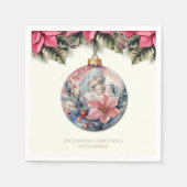 Kerstgeschrift Poinsettias Maria en Jezus Servet (Voorkant)