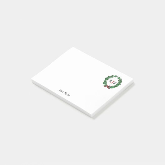 kerstgeschrokken monogram post-it® notes (Schuin)