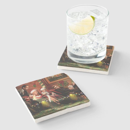 Kerstgesprek Stenen Onderzetter (Zijkant)