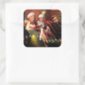 Kerstgesprek Vierkante Sticker (Tas)