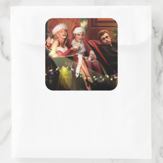 Kerstgesprek Vierkante Sticker (Tas)