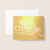 Kerstgestileerde script en sneeuwvlok foto goud folie kaarten (Voorkant met envelop)